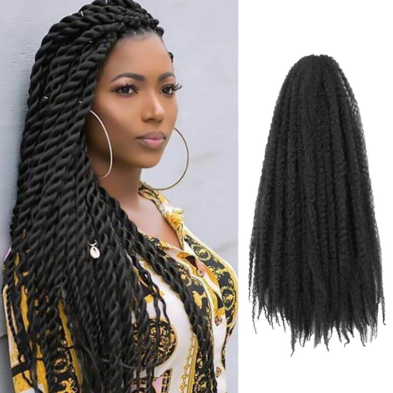 Roktress Marley Hair For Twists Marley Braiding Hair Marley Braid Crochet Hair Long Afro Kinky Marley Twist Braid Hair Extensions 100% Kanekalon Synthetic Fiber (18"6pcs, 1B#) - Image 1